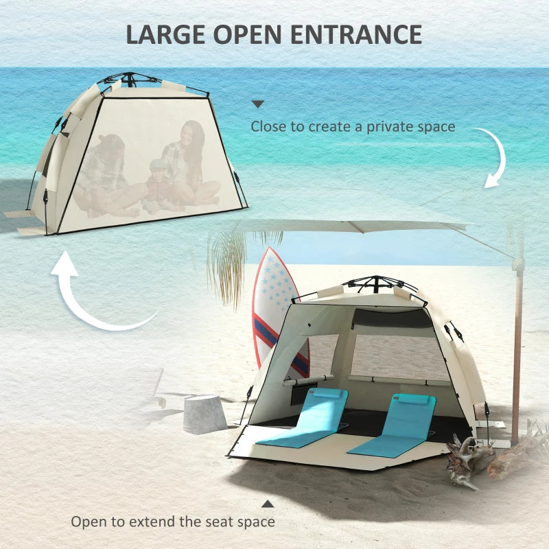 Green 3-Person Beach Tent with Extended Floor