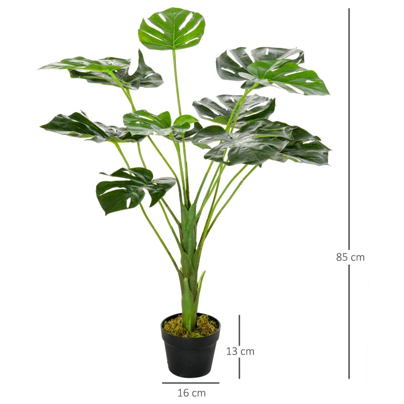 Green Artificial Monstera Plant in Pot for Indoor and Outdoor Decor, 85cm