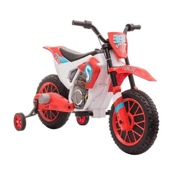 Red Kids Electric Motorcycle with Training Wheels - Ages 3-6