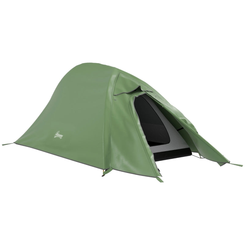 Green Double Layer Camping Tent, 1-2 Person Backpacking Tent, Waterproof & Lightweight