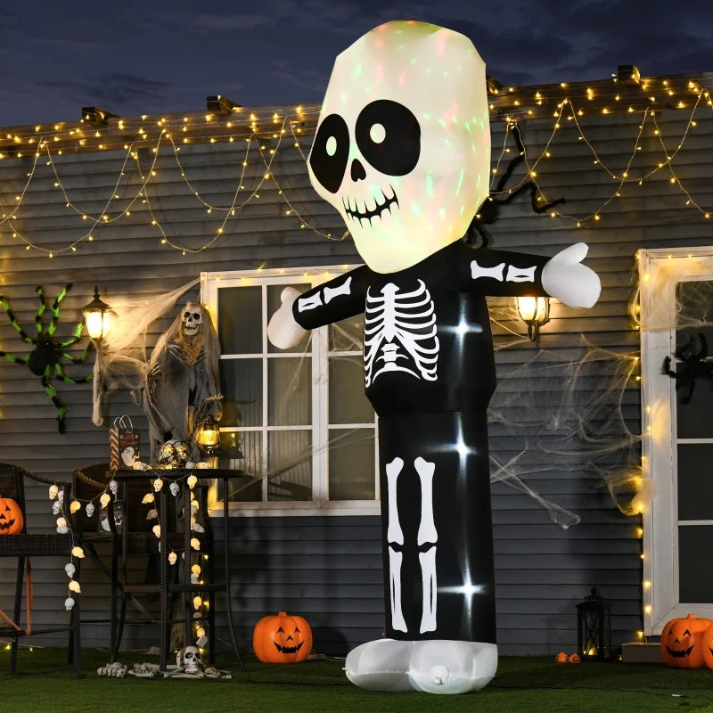 3m Halloween Inflatable Skeleton Ghost Decoration - Spooky Outdoor Light