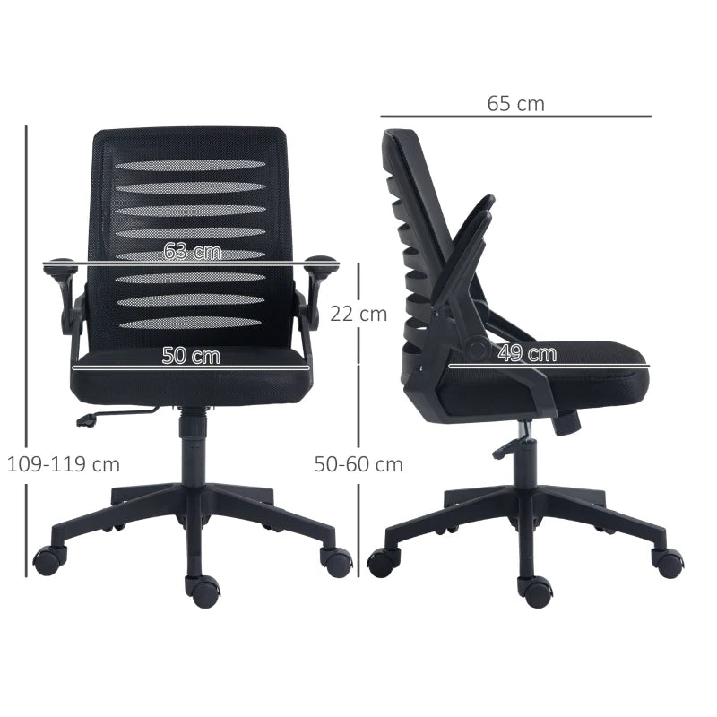 Black Mesh Back Adjustable Height Work Chair - Vinsetto 44-53.5cm