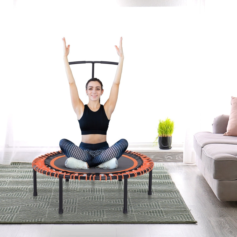 Mini Round Steel Frame Trampoline with Adjustable Handle - Black/Orange