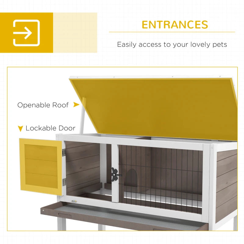 Wooden Rabbit Hutch with Asphalt Roof - Brown, 84 x 43 x 70cm