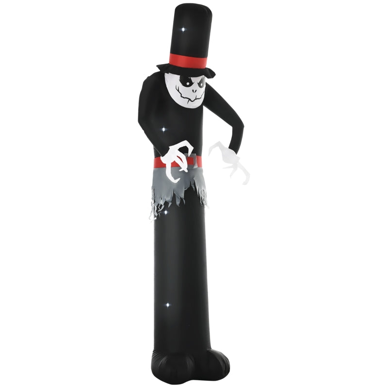 10ft Tall Ghost Inflatable with LED Lights - Scary Halloween Outdoor Decor - Black