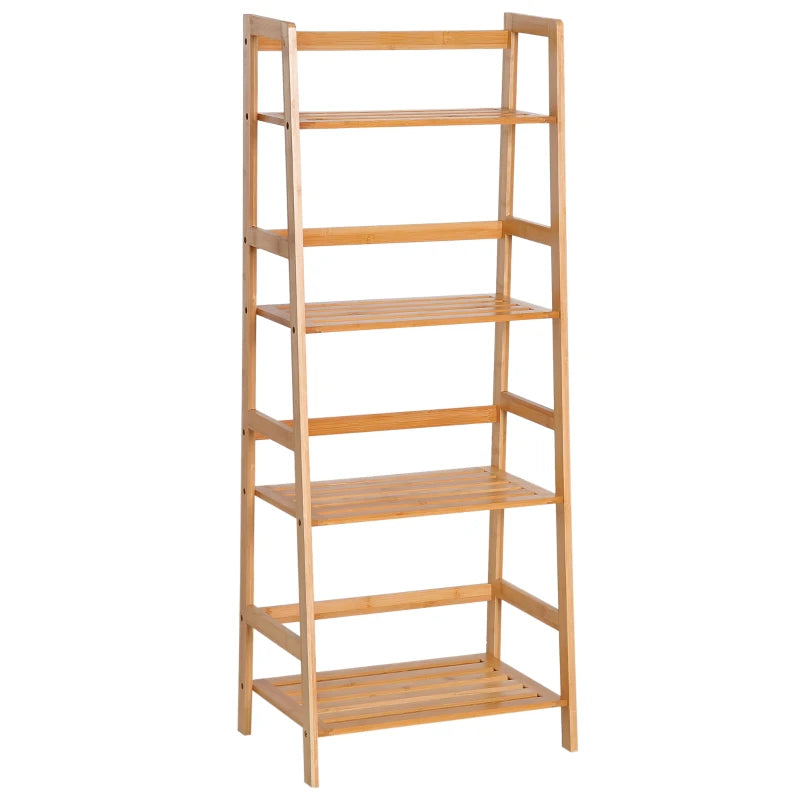 4-Tier Bamboo Ladder Bookshelf, Natural Wood, 48x31.5x120cm