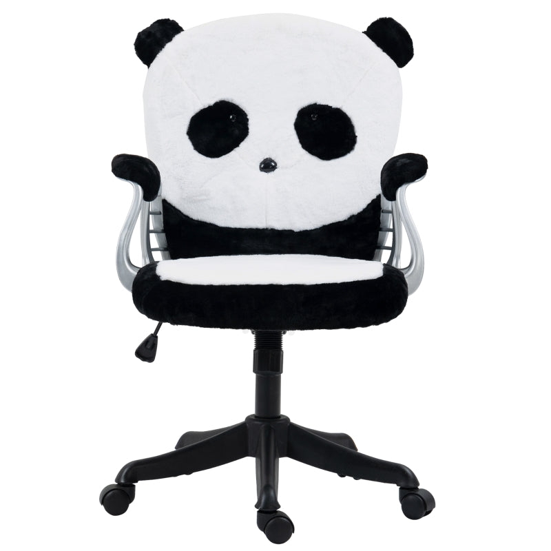 Fluffy Panda Office Chair with Tilt Function, Black and White