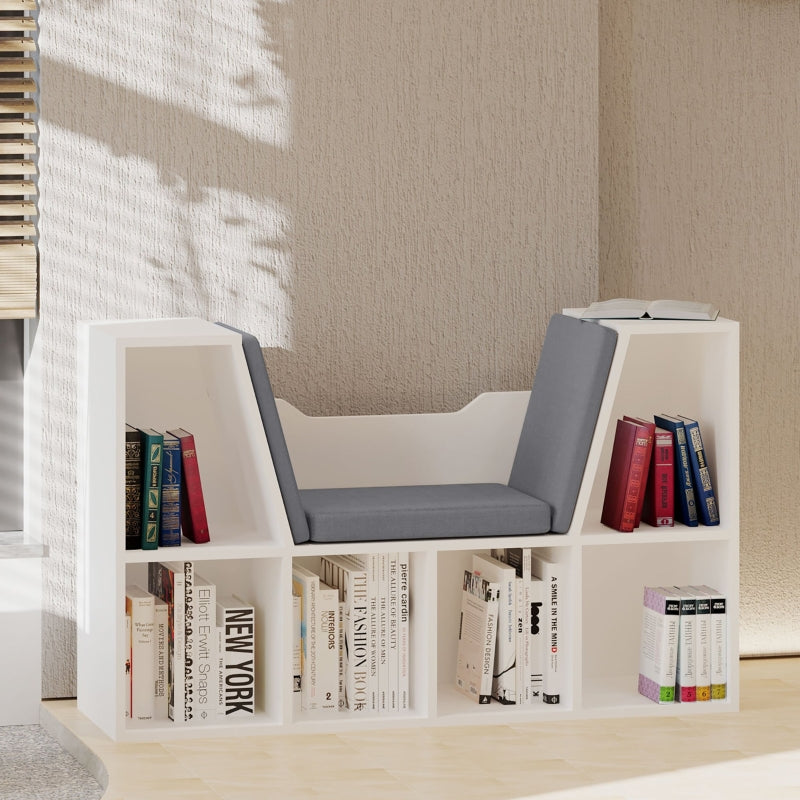 White Cushioned Reading Seat Bookcase Shelf