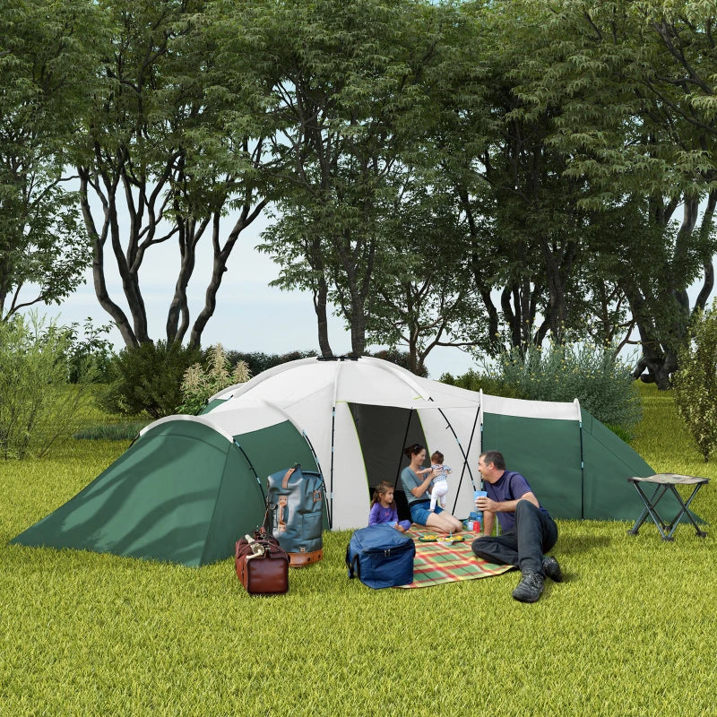 Spacious 6-9 Person Tent with Bedrooms and Living Room, Accessories Included - Blue