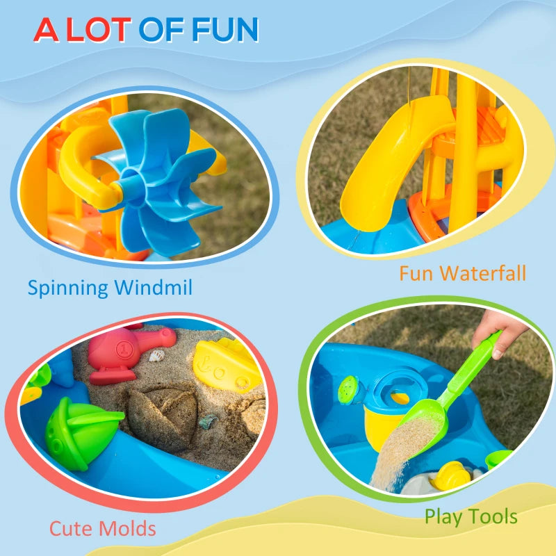 Multicoloured Sand & Water Table Set with Adjustable Parasol