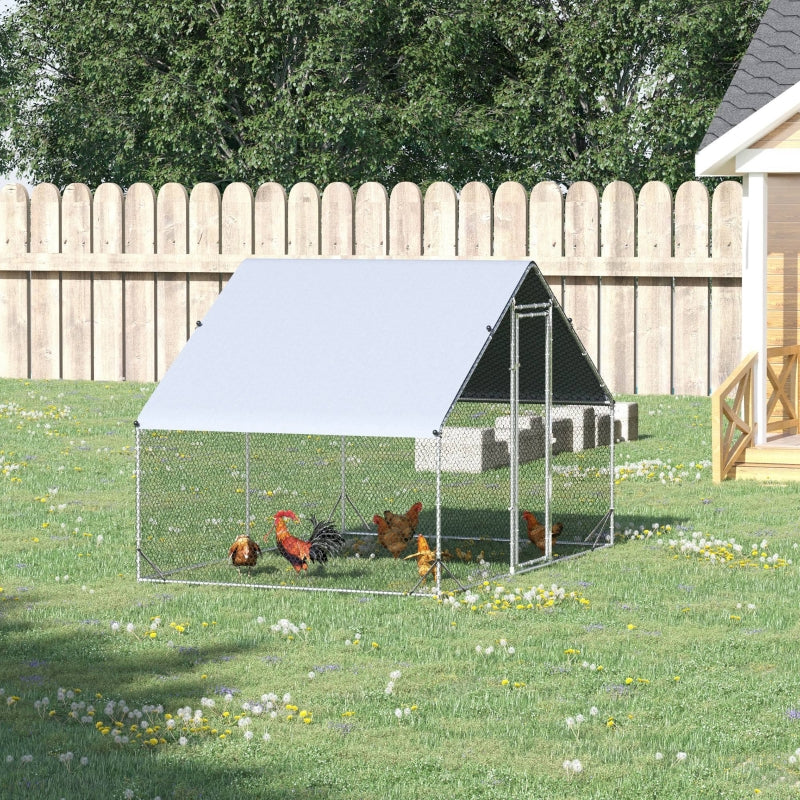 Galvanised Chicken Run with Water-Resistant Cover, 3x2x2m