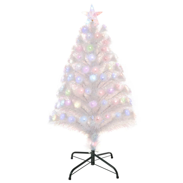 3FT Pre-Lit White Fibre Optic Christmas Tree with LED Lights