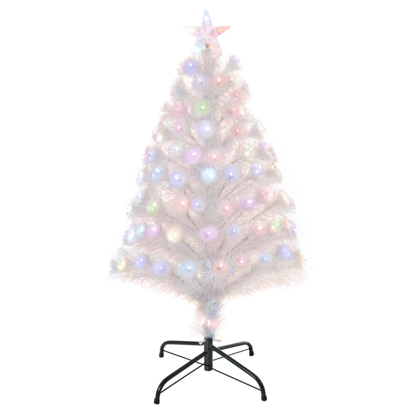 3FT Pre-Lit White Fibre Optic Christmas Tree with LED Lights