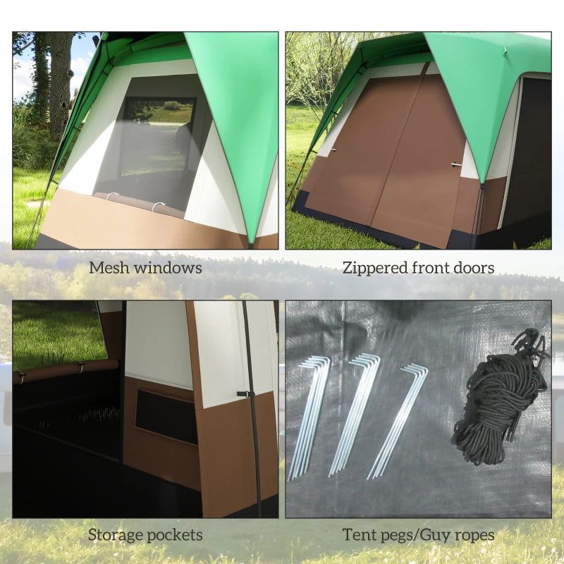 Green 7-Person Camping Tent with Rainfly & Accessories