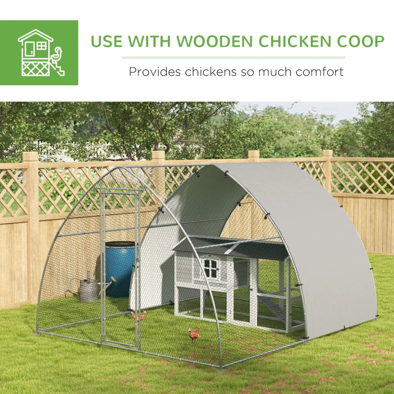 Large Outdoor Galvanised Chicken Coop with Cover - Silver Tone