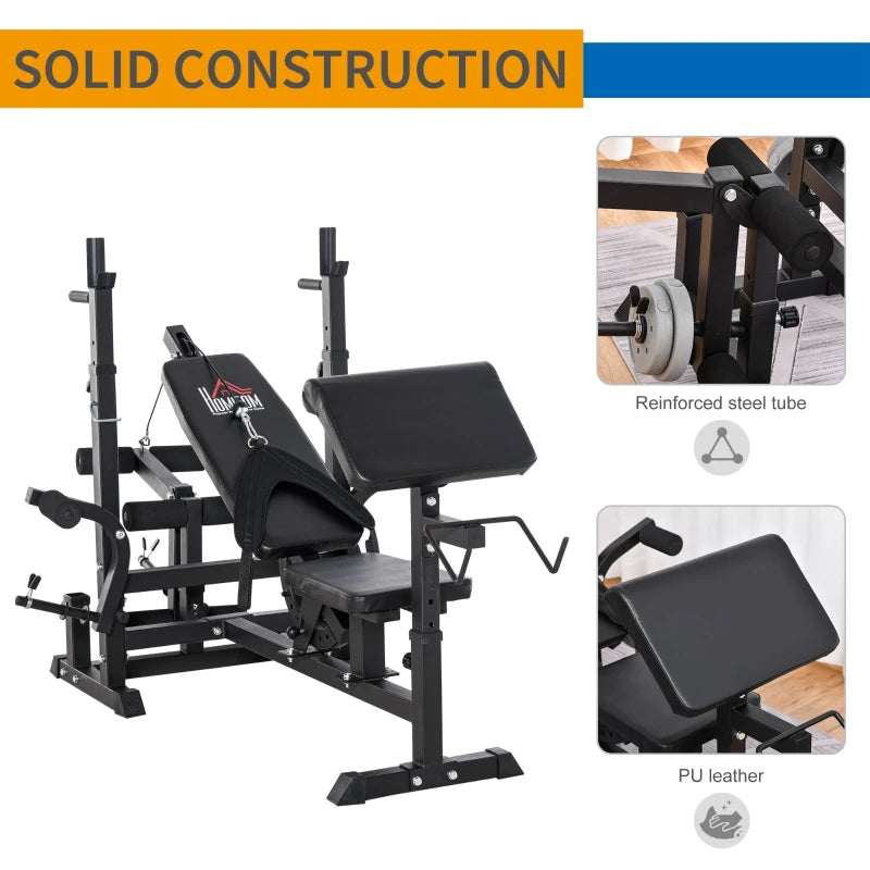 Black Multi-Function Weight Bench with Resistance Bands