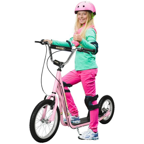 Kids Pink Stunt Scooter with Adjustable Handlebar and Dual Brakes