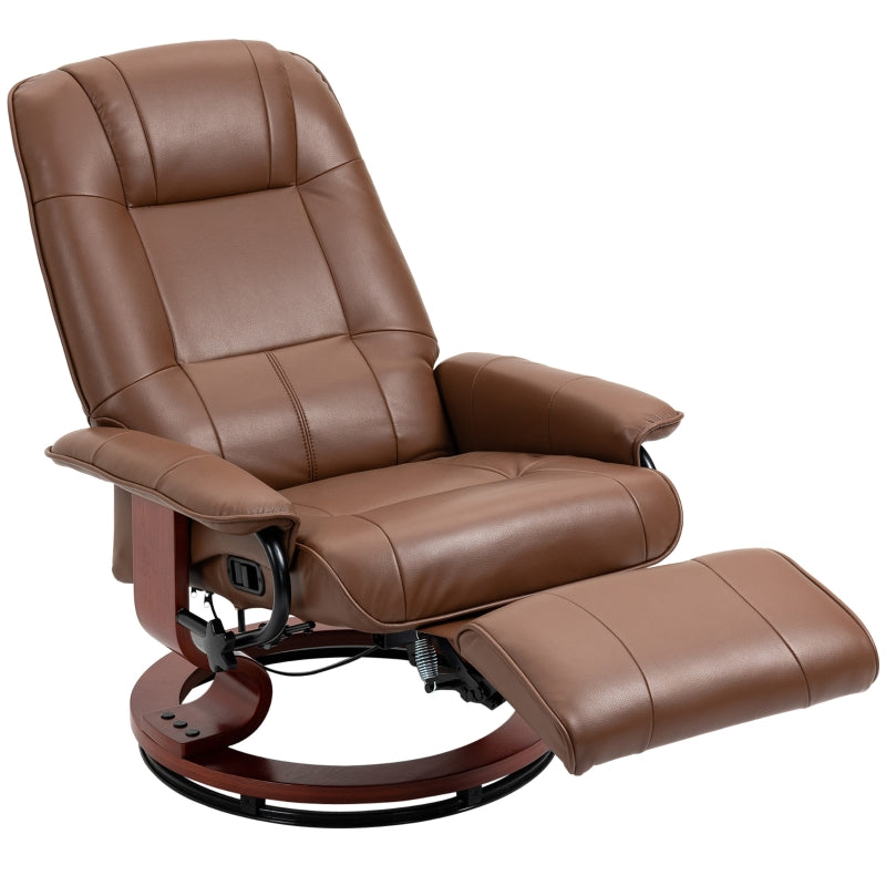 Brown Faux Leather Reclining Armchair with Footrest