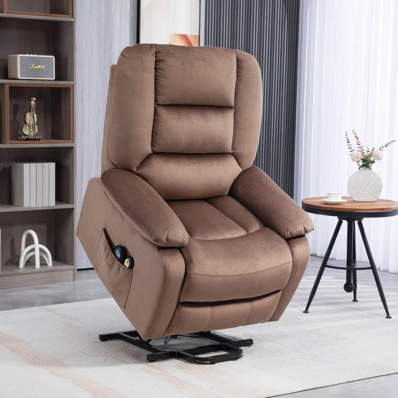 Brown Electric Massage Recliner Chair with Heat and Side Pocket