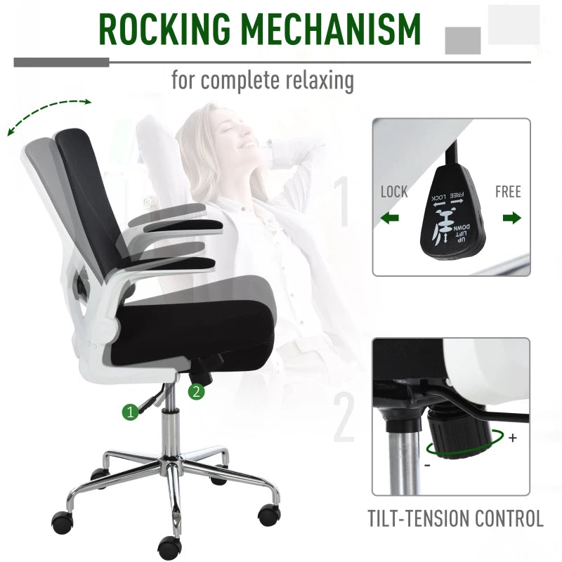 Black Mesh Swivel Office Chair with Folding Back