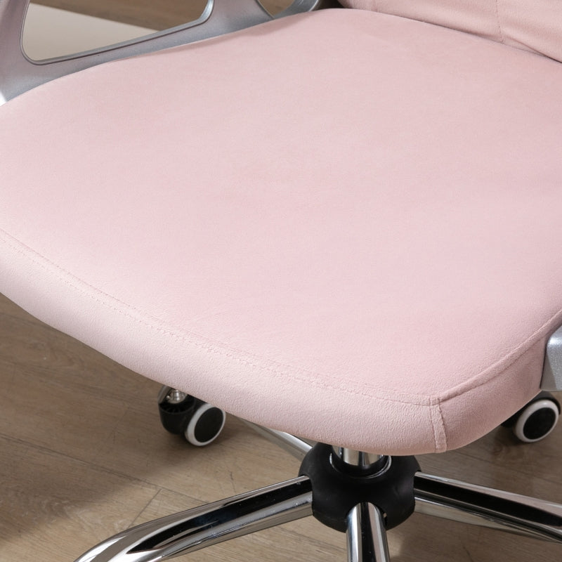 Velvet Pink Swivel Office Chair with Adjustable Height and Wheels