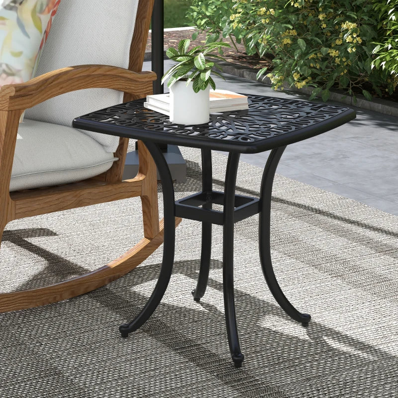 Black Square Outdoor Bistro Table with Umbrella Hole