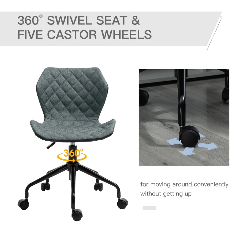 Grey Fabric Swivel Task Chair with Adjustable Height and Wheels