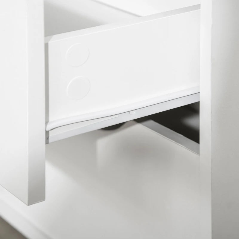 Modern White 5-Drawer Chest with Tapered Legs and Groove Handles