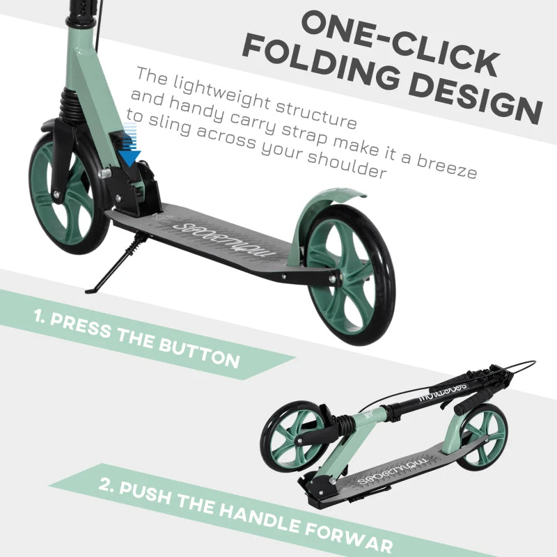 Foldable Kick Scooter for Teens - Black, Adjustable Handlebar, Dual Brake System