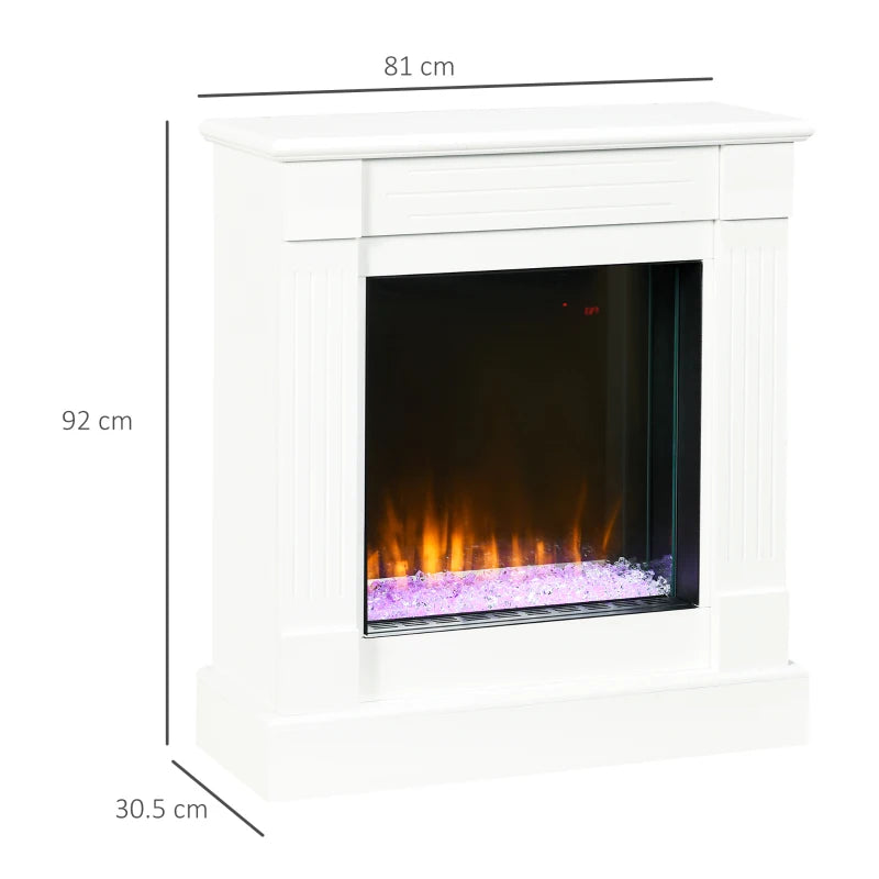 White Electric Fireplace Suite with Realistic Flame Effect and Remote Control