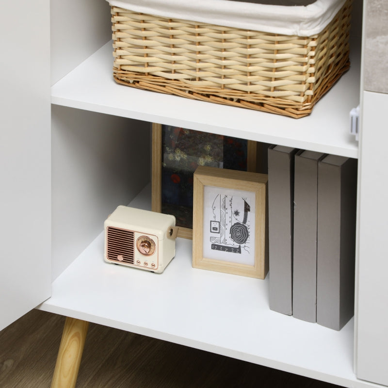 Grey Storage Cabinet with Cement Effect Drawer and 2 Doors