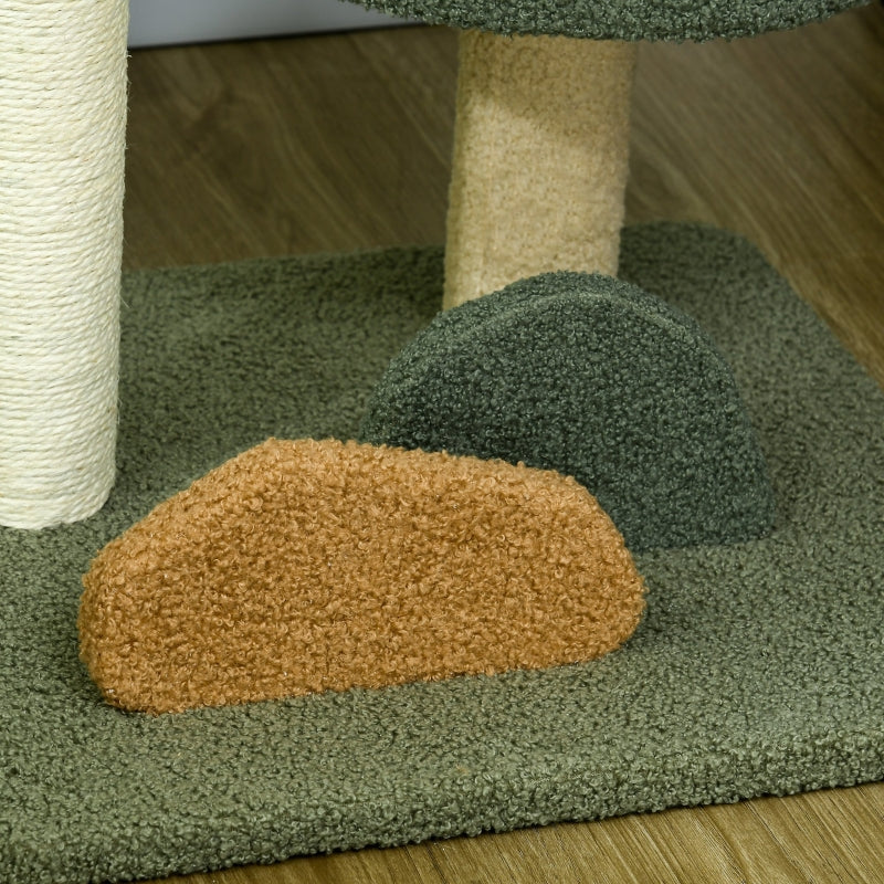 52cm Small Cat Tree with Scratching Posts, Beds, Toy Ball - Grey