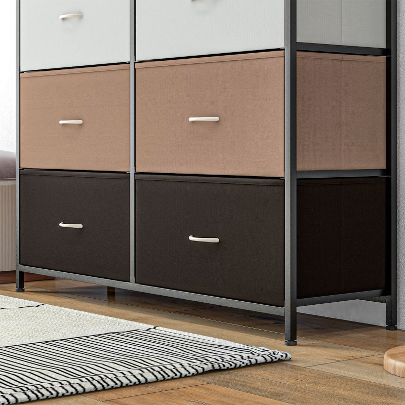 Multicolour 10-Drawer Fabric Dresser with Steel Frame