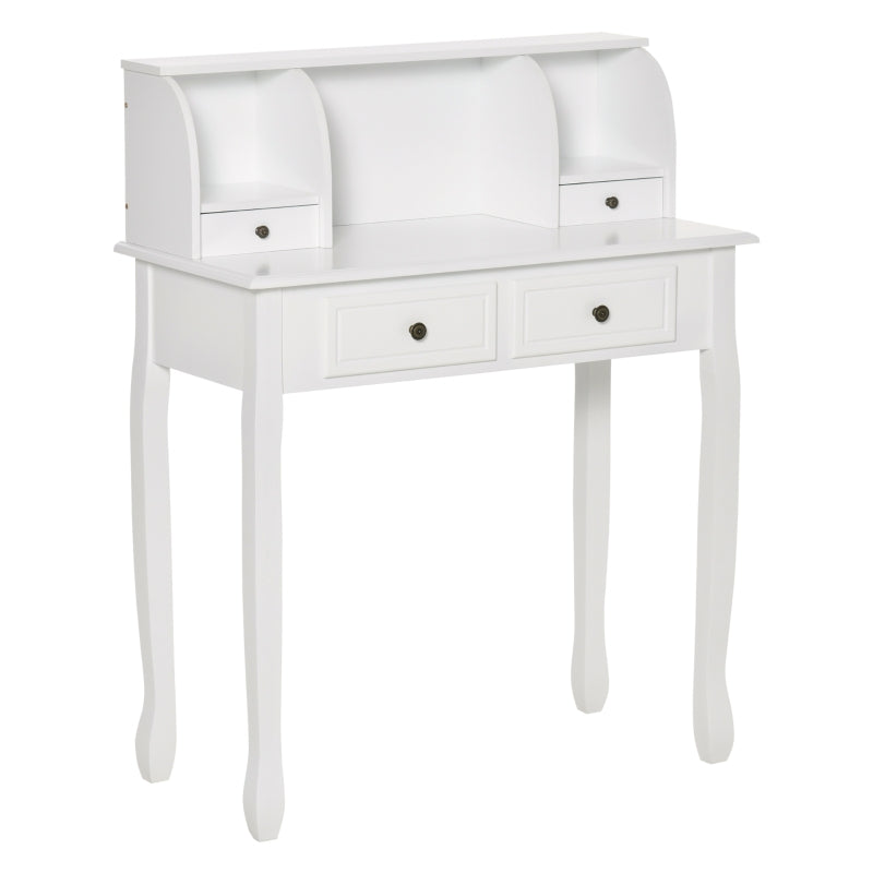 White 4-Drawer Vanity Makeup Table for Bedroom Storage