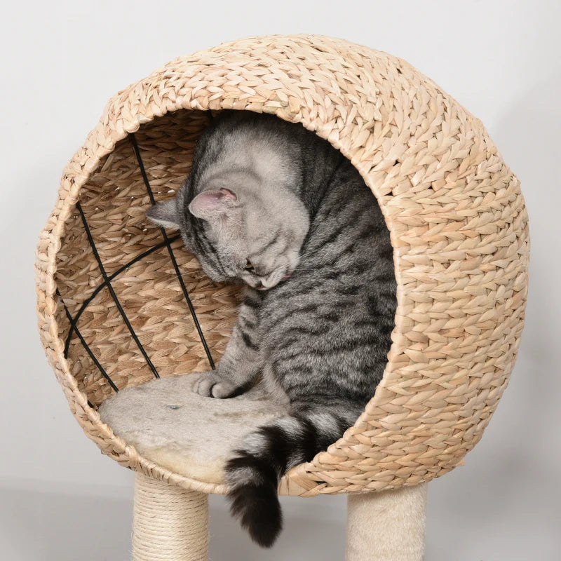 Cat Climbing Tower 100cm with Scratching Post and Toys - Grey