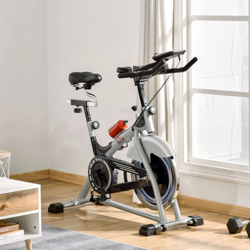 Black Indoor Cycling Exercise Bike with LCD Monitor