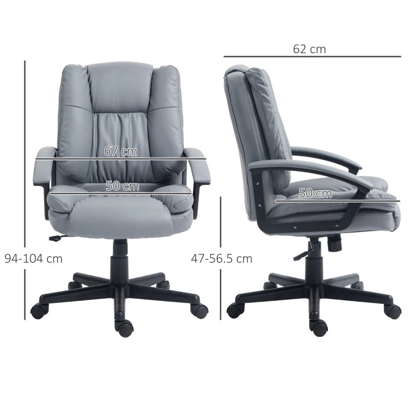 Light Grey Faux Leather Office Chair with Adjustable Height