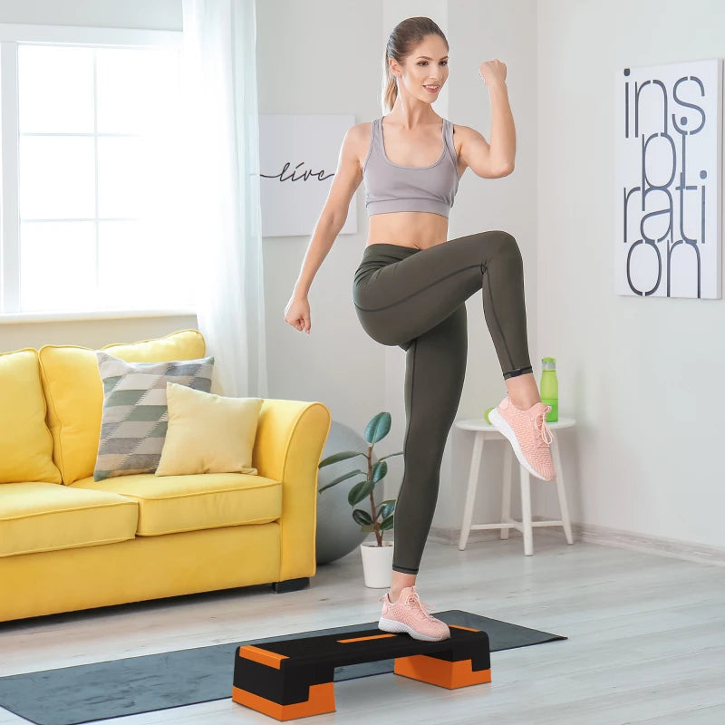 Orange Exercise Stepper - 15cm/20cm/25cm Aerobic Step Platform