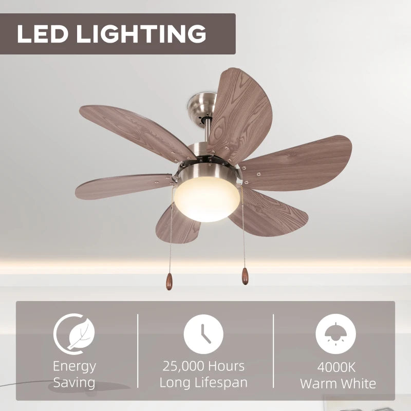 Walnut Brown LED Ceiling Fan with Reversible Blades