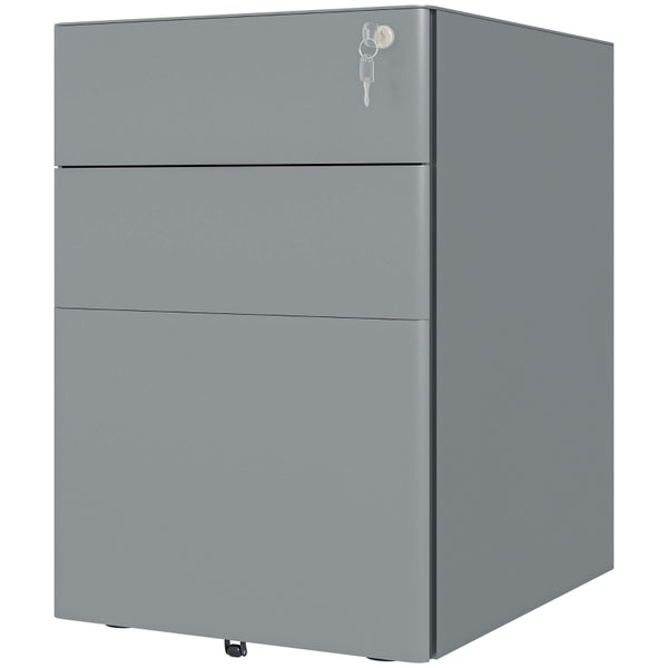 Steel 3-Drawer Rolling Filing Cabinet for A4, Letter, Legal Files - Black