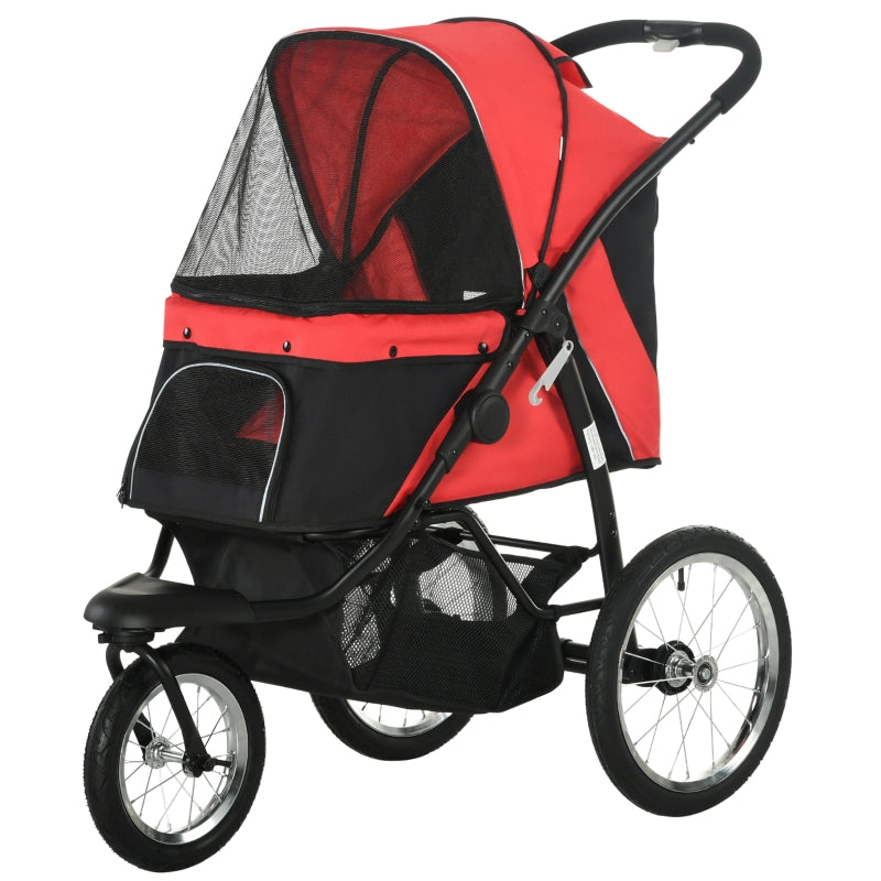 Red Foldable Pet Stroller for Small to Medium Dogs