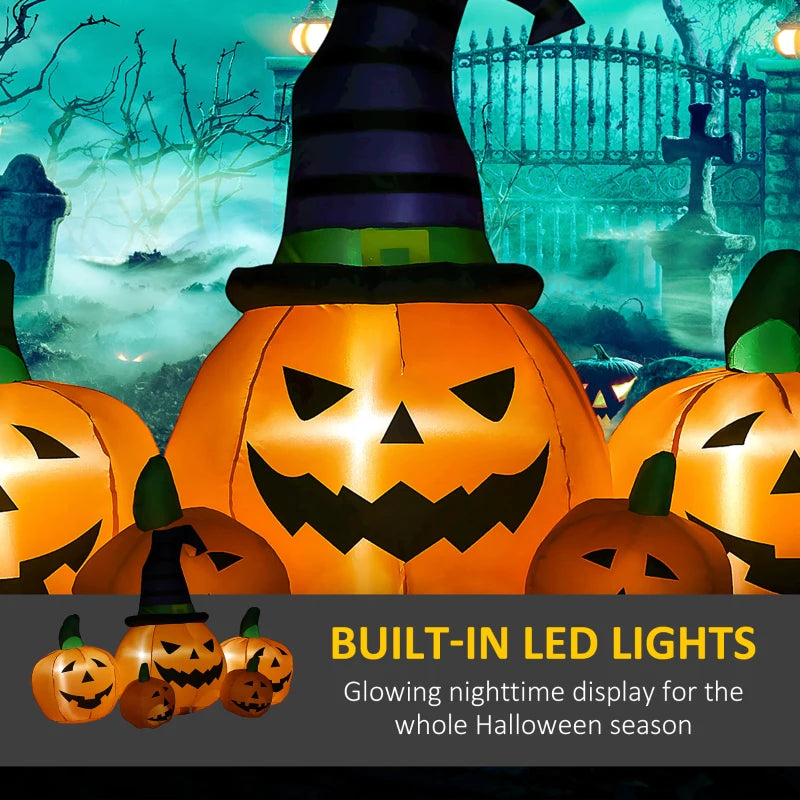 6ft Inflatable Halloween Pumpkin Display Set with LED Lights