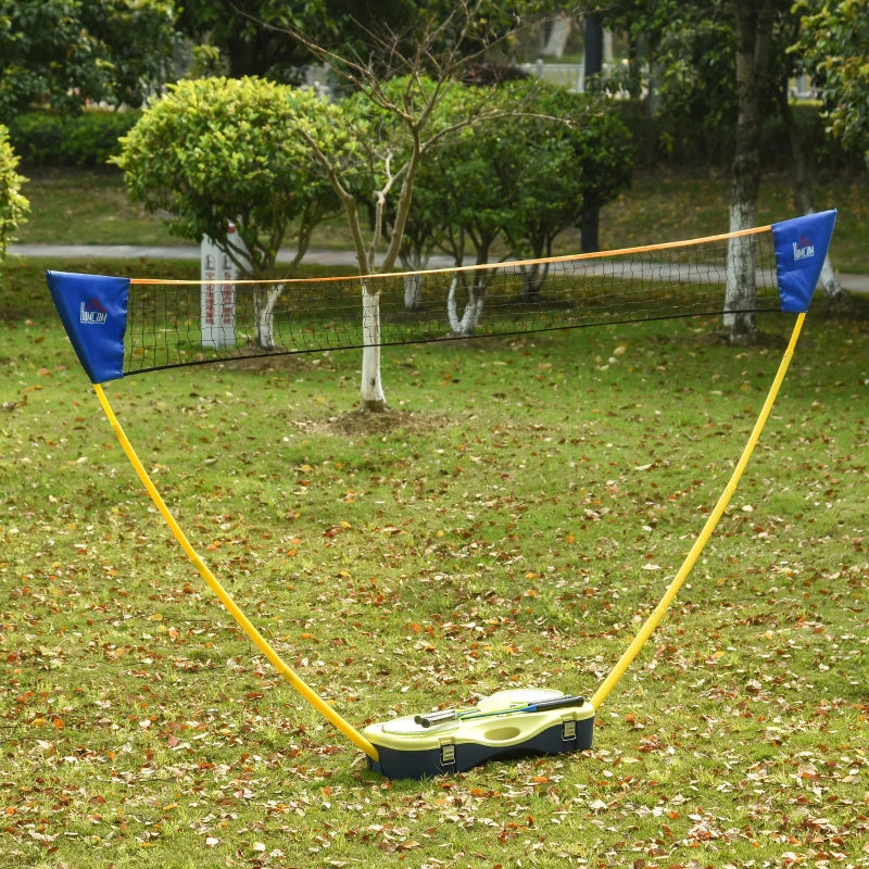 Portable Folding Badminton Set with Rackets and Shuttlecocks - Blue