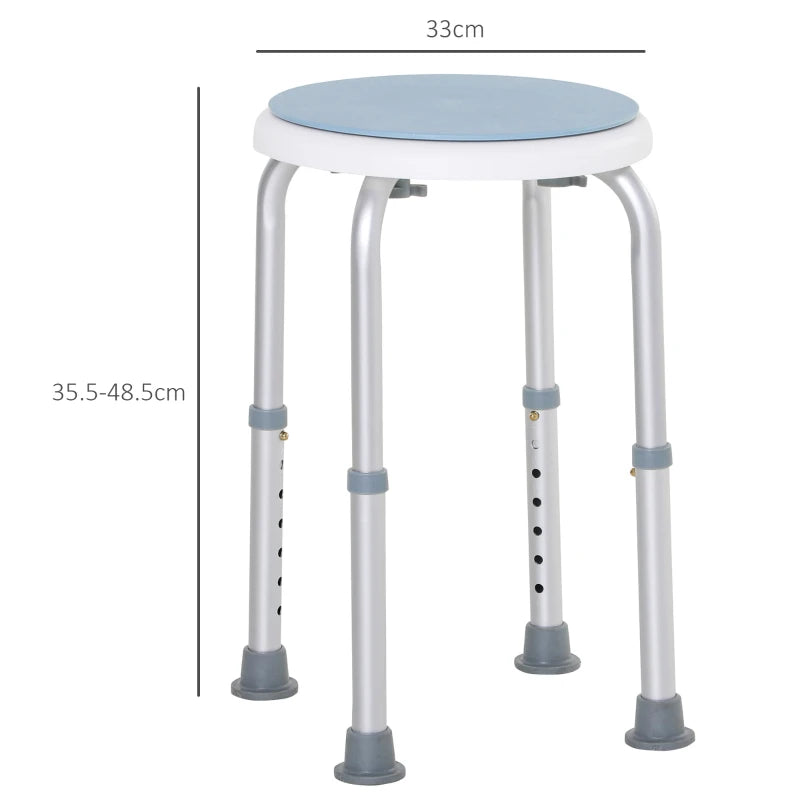 Adjustable Swivel Bath Shower Stool - White