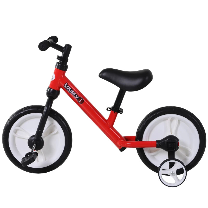 Red Toddler Balance Bike with Removable Stabilisers