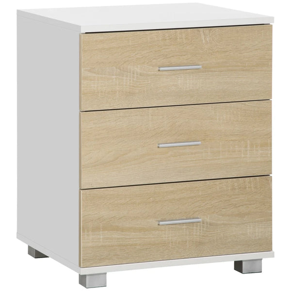 Oak 3-Drawer Modern Bedside Table