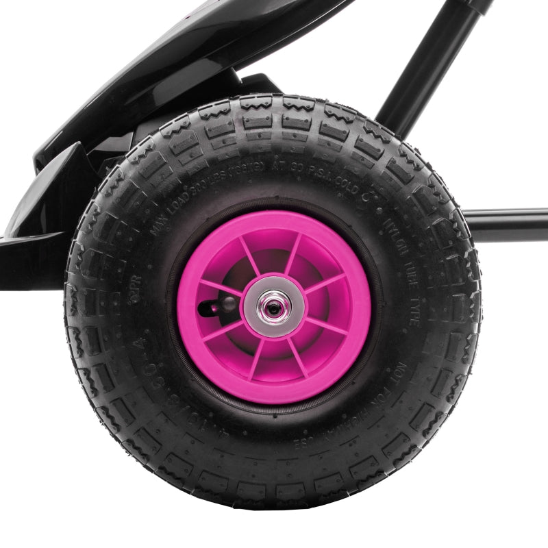 Kids Pink Pedal Go Kart with Adjustable Seat and Inflatable Tyres