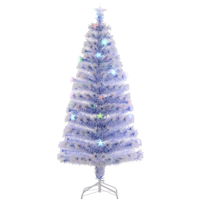 5FT Pre-Lit White Blue Fibre Optic Christmas Tree with LED Lights