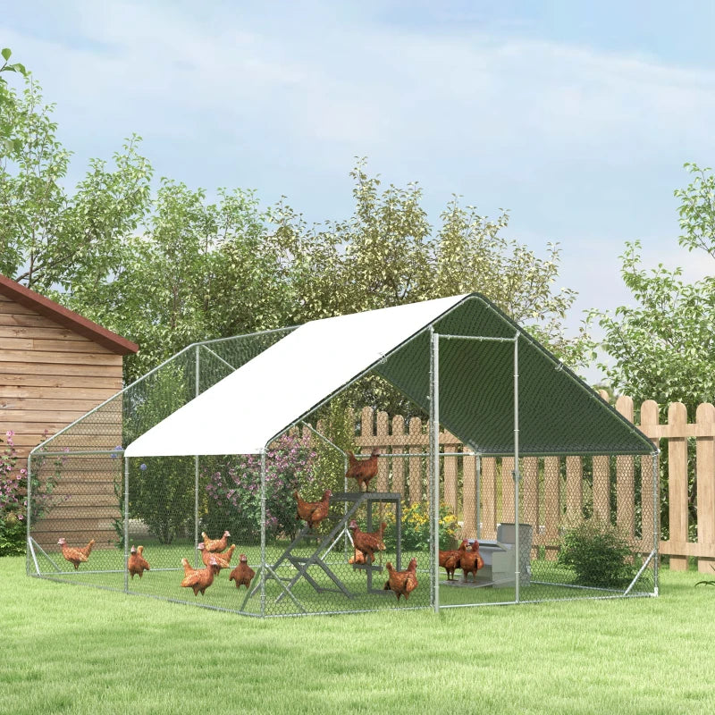 Galvanised Chicken Run with Water-Resistant Cover, 3x4x2m