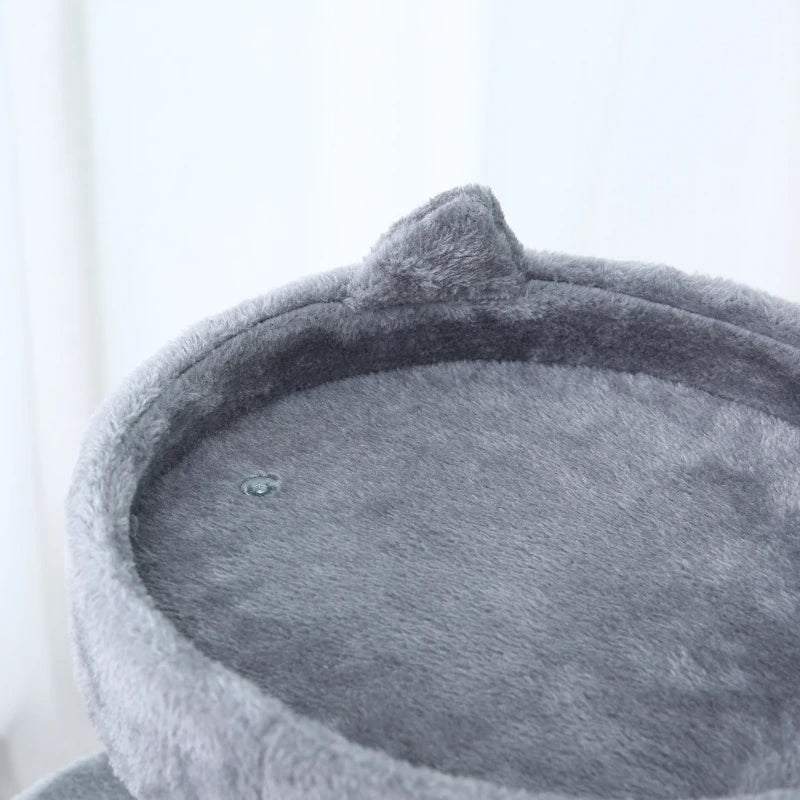 Grey Cat Tree Tower with Scratching Posts and Plush Perch